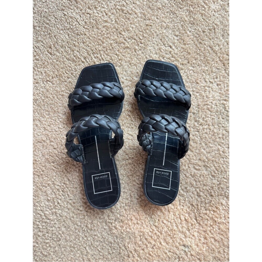 Dolce Vita Indy Double Braided Strap Sandals Black 8.5 - Picture 2 of 5